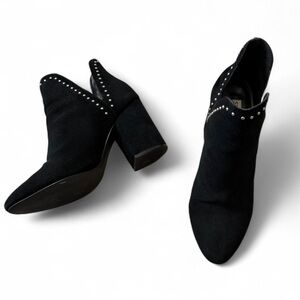 Steve Madden Rockstar Black Suede Studded Ankle Boots, Women's Size 9.5